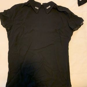 Reformation silk crepe Peter Pan collar top